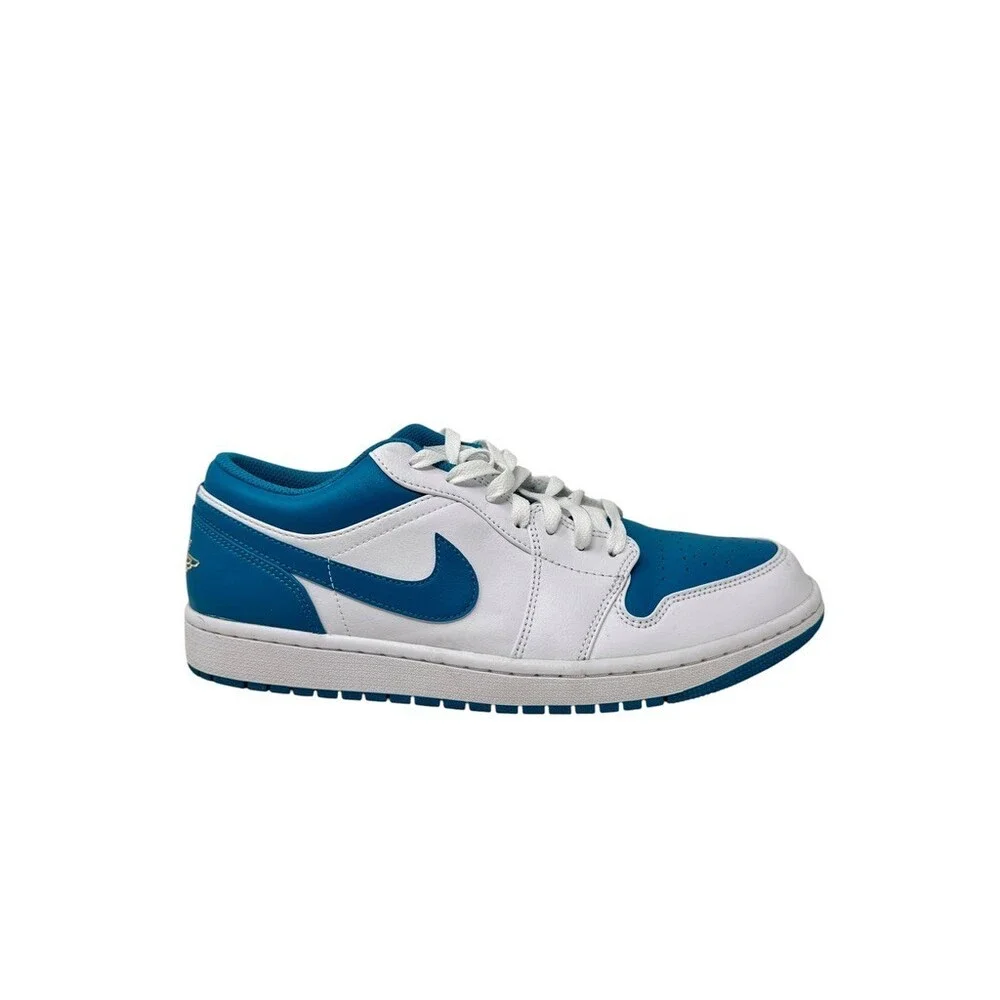 Nike Air Jordan 1 Low Aquatone 553558-174 White Blue Gold Men's Size 11 sneaker